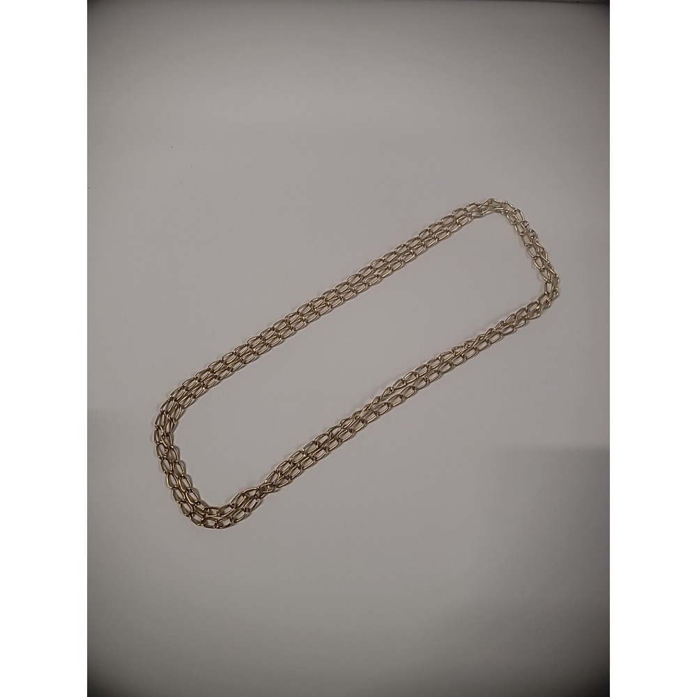 Vintage Gold Tone Anchor Mariner Cable Chain Flapper Necklace Extra Long 44 Inch